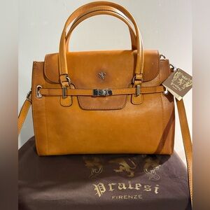 Pratesi Cognac Leather satchel NWT